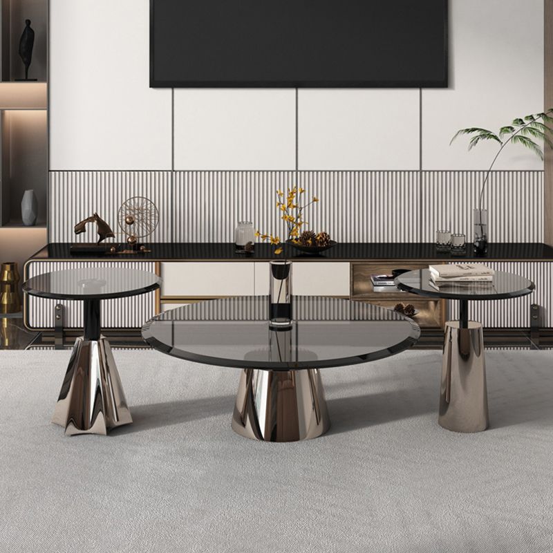 Black Glass Top Bunching Tables Abstract Coffee Cocktail Table