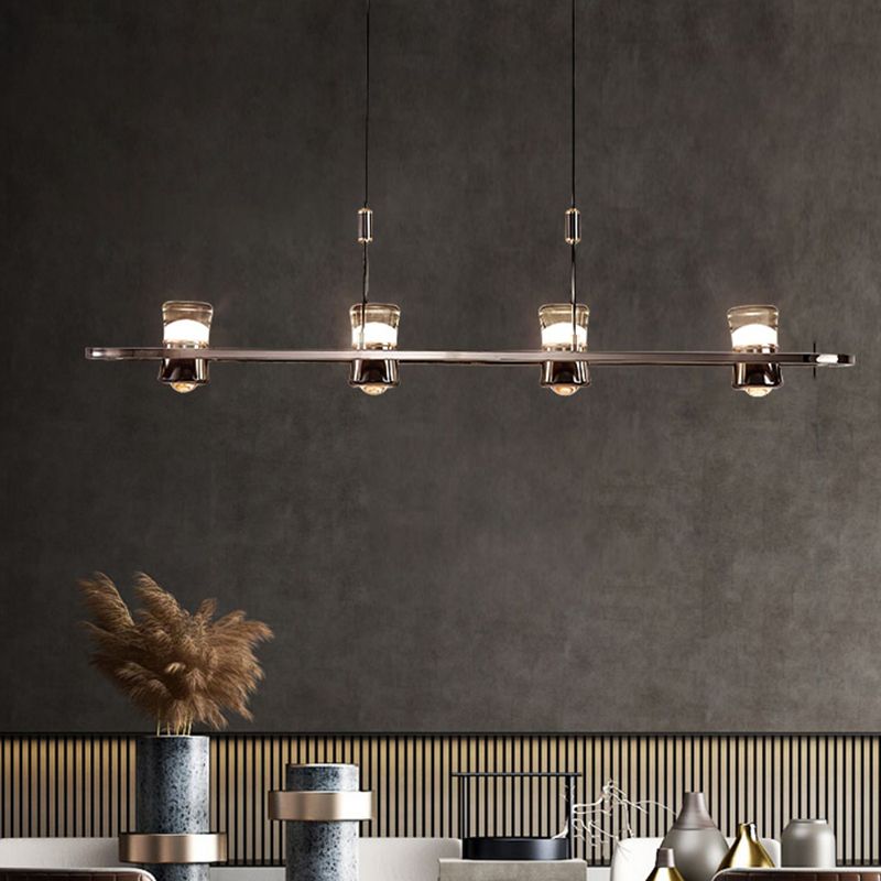 Contemporary Hanging Light Metal Island Light Fixture in Black for Dining Room