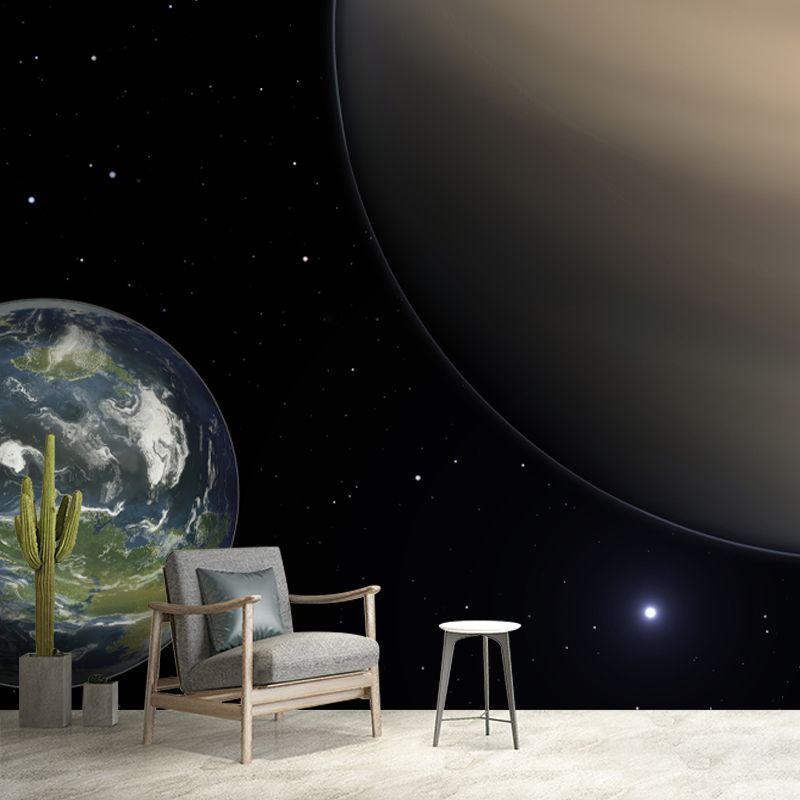 Universe Giant Planets Murals Stain-Resistant Contemporary Wall Decor for Bedroom