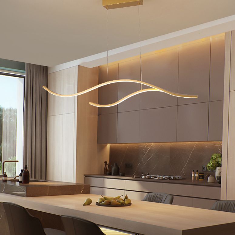 Linea ondata in stile nordico Led Light Minimalismo Metal Long Strip Apparecchiatura per sala da pranzo