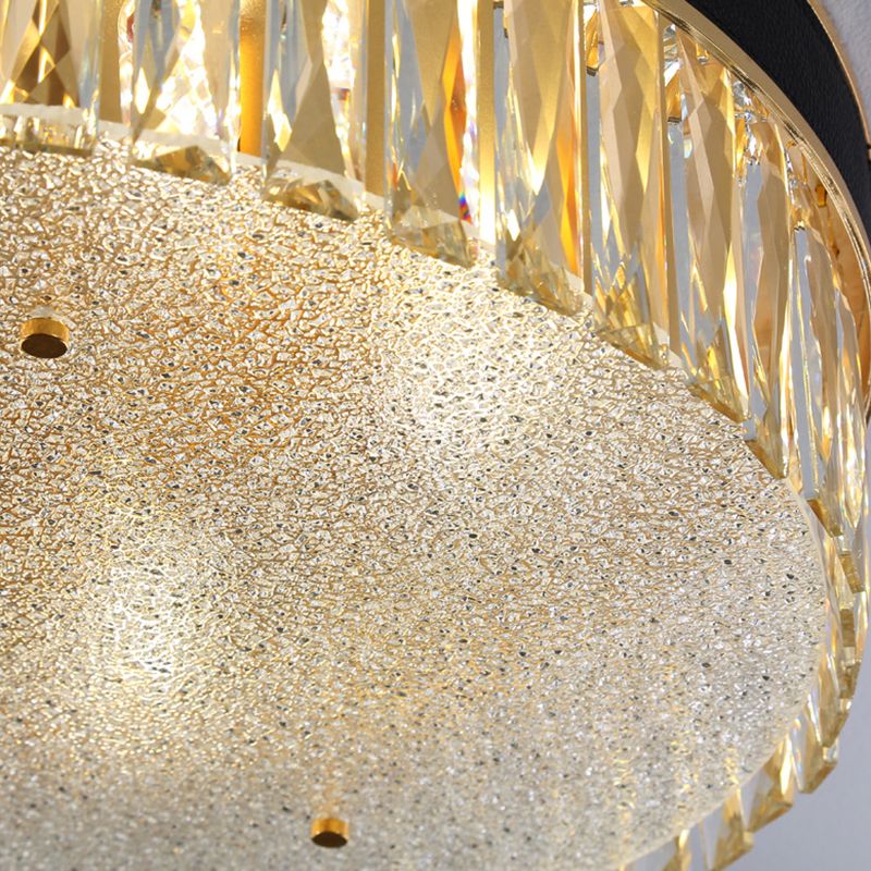 Tambour en forme de tambour Crystal Flush Mount Lighting Minimalist Black Flush Mount Fixture