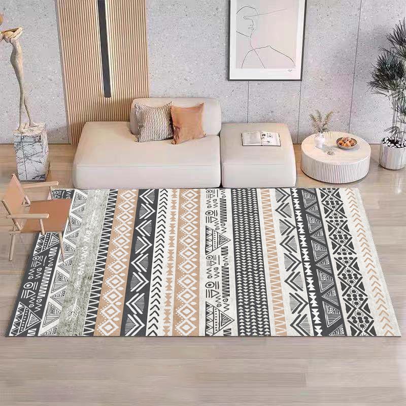 Traditional Area Rug Tribal Print Retro PVC Carpet Anti-Slip Indoor Rug for Living Room
