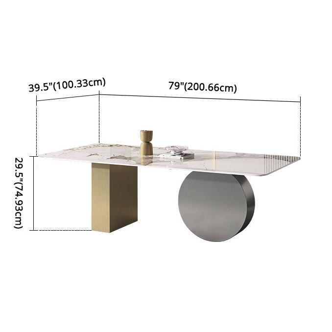Sintered Stone Minimalist Dining Room Set with Rectangle Table and Metal Base Table Furniture