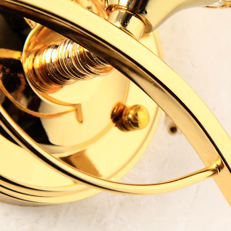 Global Wall Sconce Light Vintage Style Metal 1 Head Chrome/Gold Wall Lamp met heldere kristal kraal deco