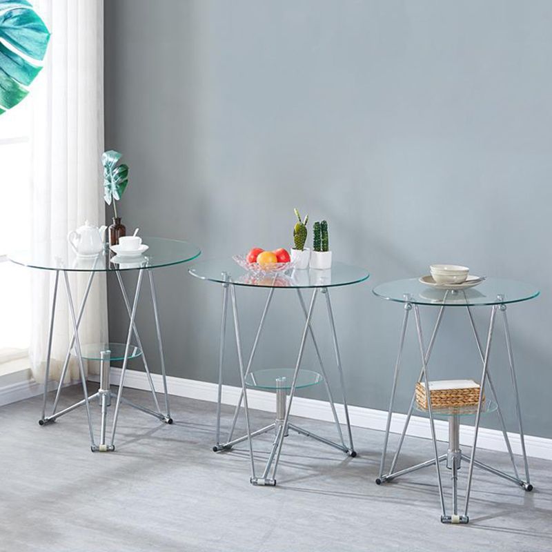 Modern Round Dining Room Table Tempered Glass Table with Pedestal Base for Dining Room