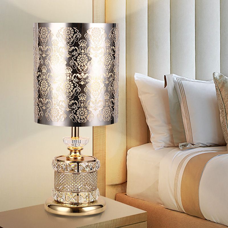Crystal Gold Night Light Fleur / Arbre Single Light Tradition Table table de nuit pour chambre à coucher