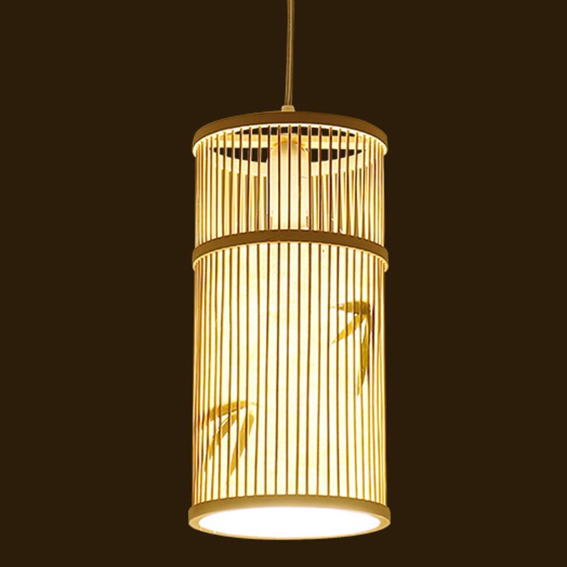 Moderne esthetiek cilindrische suspensie licht houten single-bulb gang hanglamp met hanglamp