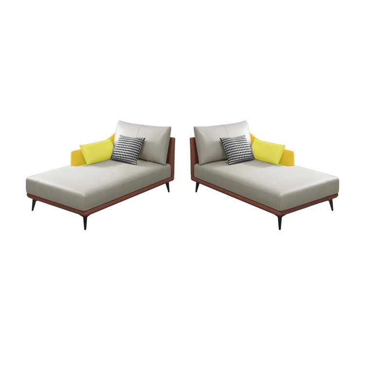 Nordic Cushioned Chaise Lounge Leather Chaise with Recessed Arms for Bedroom