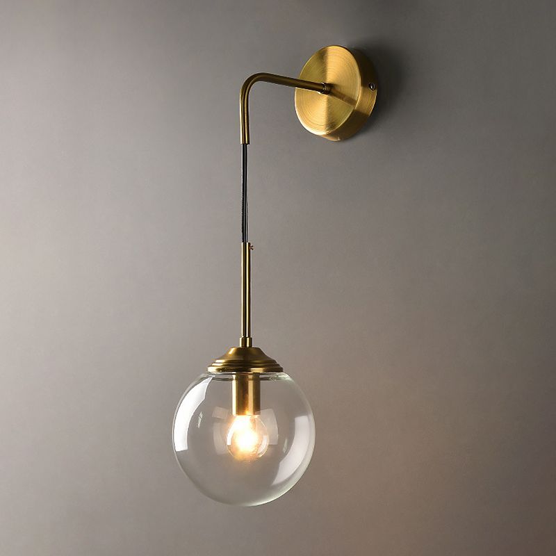 Industrial Style Ball Shade Wall Lamp Glass 1 Light Sconces for Bedroom