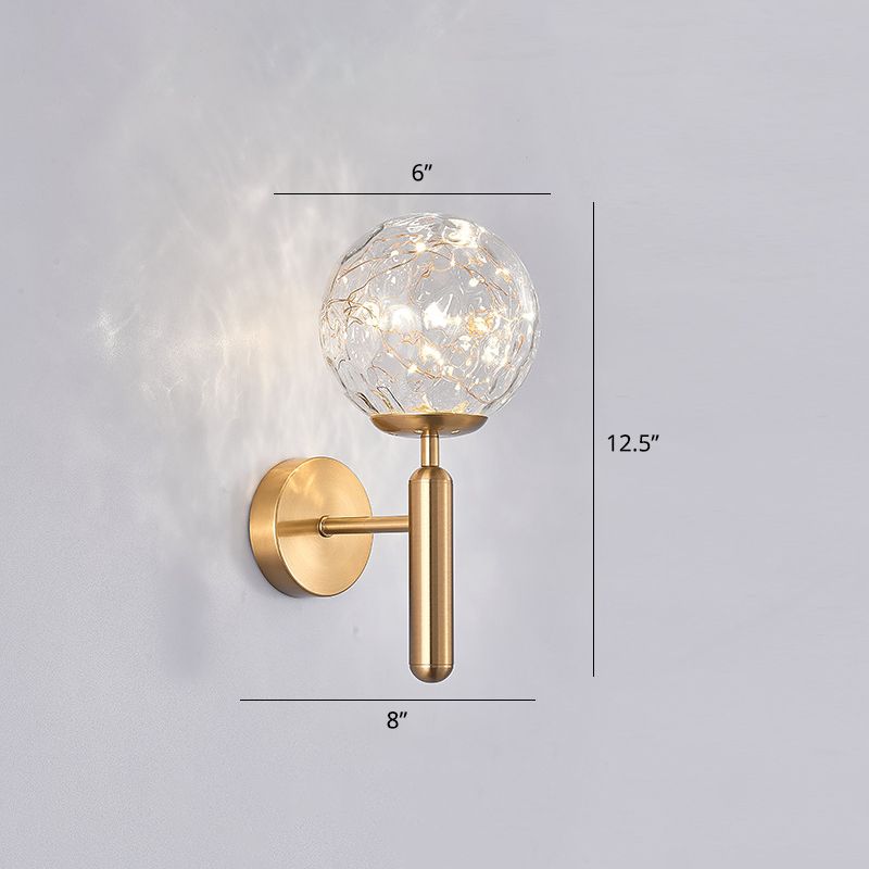 Postmodern Wall Sconce Ball LED Starry Wall Lighting with Glass Shade for Bedroom