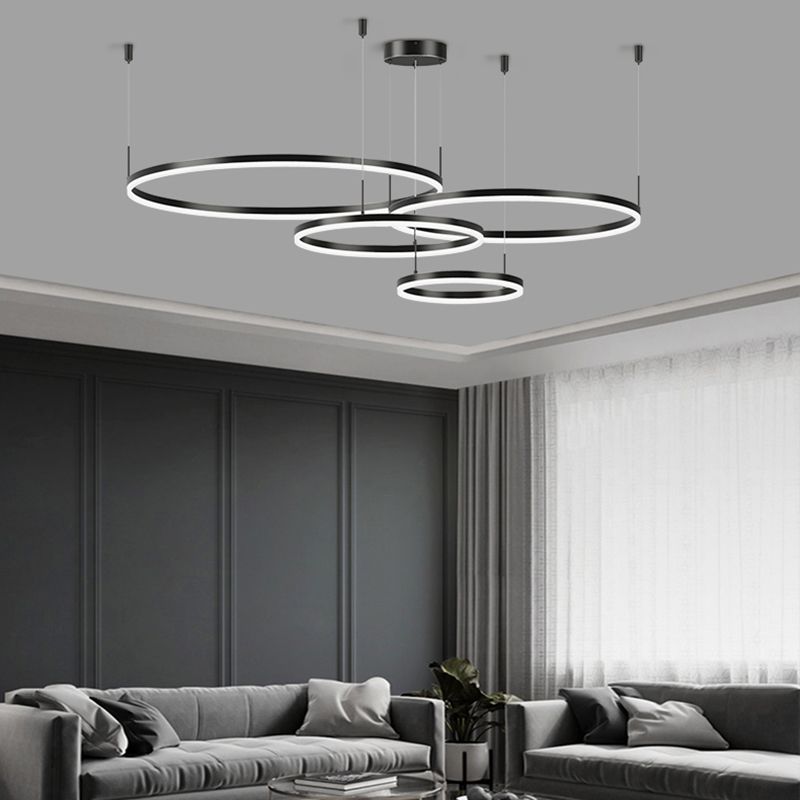 Modern Circle Hanging Pendant Lights Metal Chandelier Lamp