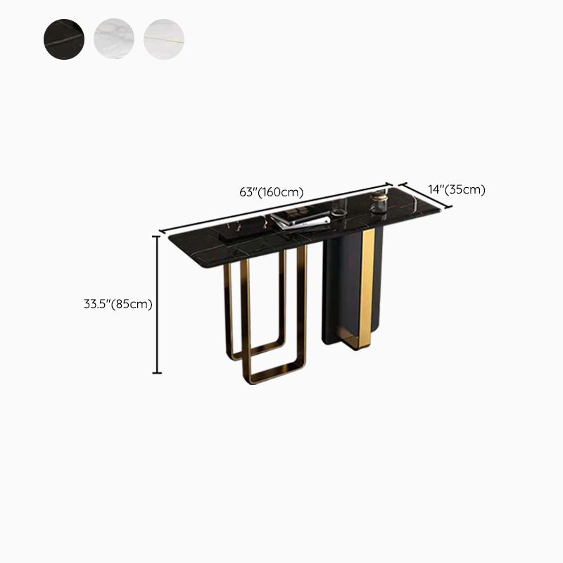 Rectangle Contemporary Console Accent Table Antique Finish Console Sofa Table in Marble