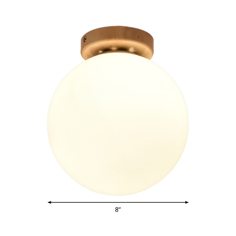 Plafonnier Globe contemporain à 1 tête en verre dépoli, blanc, pour salle de bain