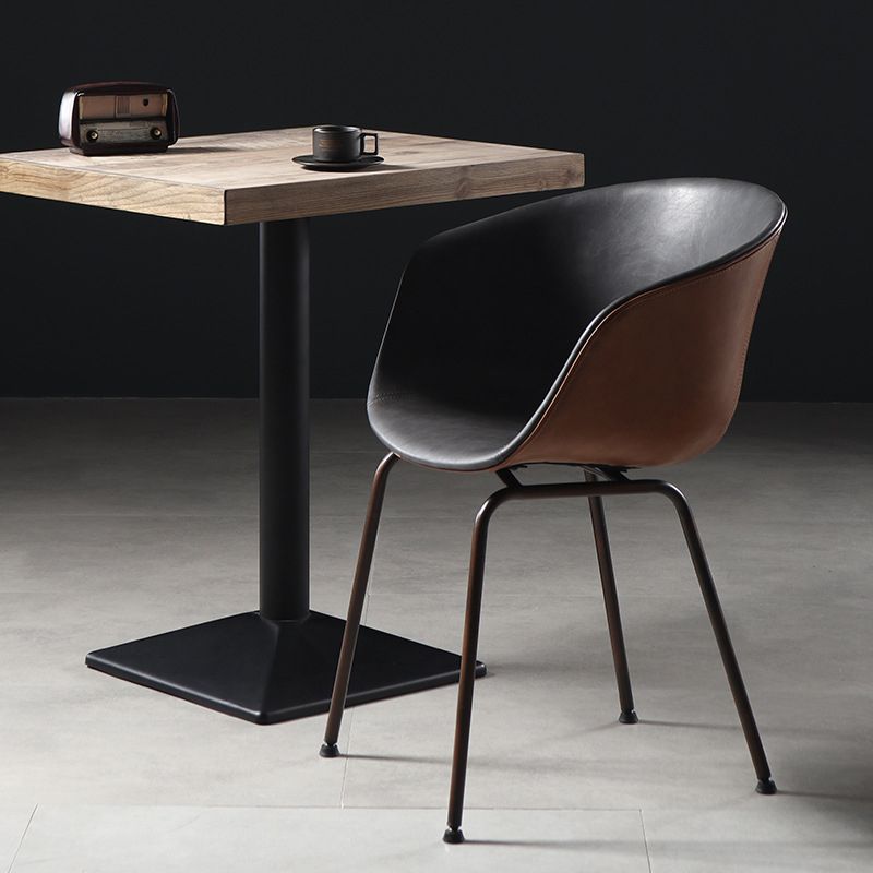 Industrial Style Metal Matte Finish Dining Arm Chair Solid Back Dining Chair