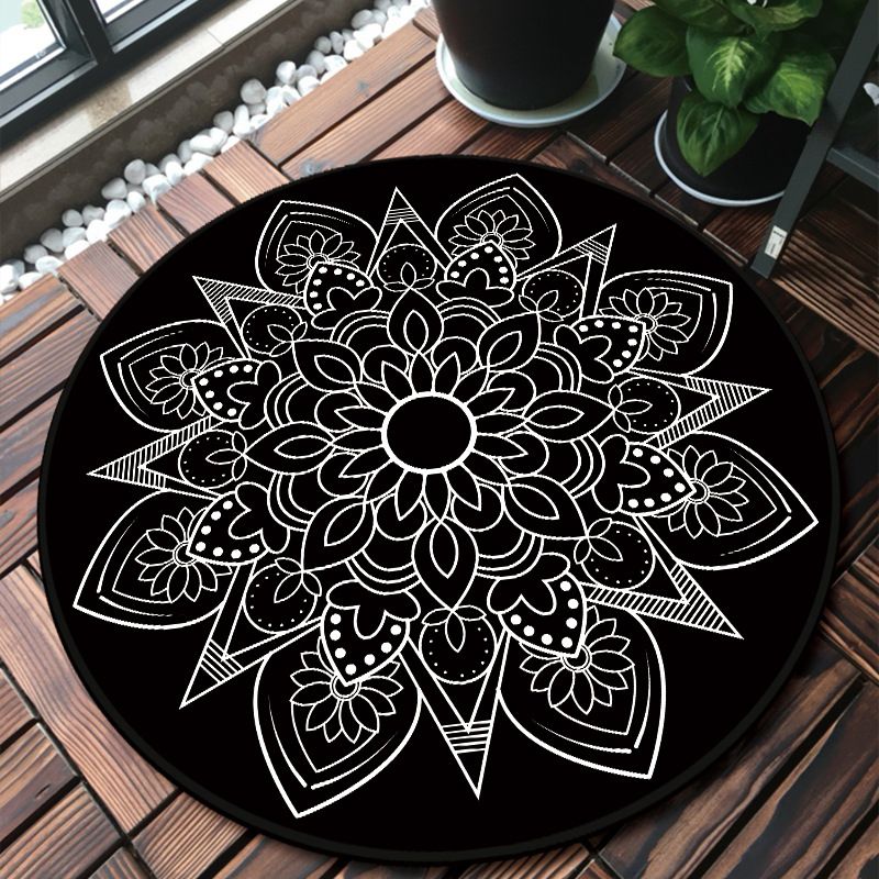 Synthétique Mandala multicolore unique Synthétique Rapis marocain Tacler résistant Machine de support non glissée Rapier lavable pour la porte d'entrée