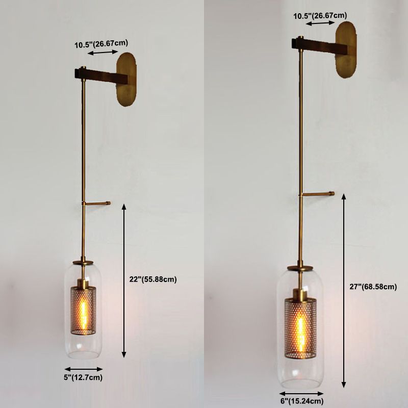Cylindrical Flush Mount Wall Sconce Modern 1-Light Wall Sconce Lights with Clear Glass Shade