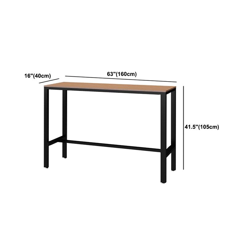 Contemporary Pub Table with Trestle Light Brown Faux Wood Top Bar Table