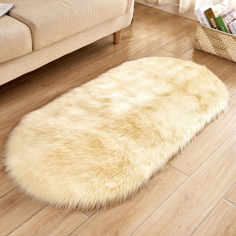 Minimalist Area Rug Simple Plain Carpet Polyester Living Room Shag Rug with Non-Slip Backing
