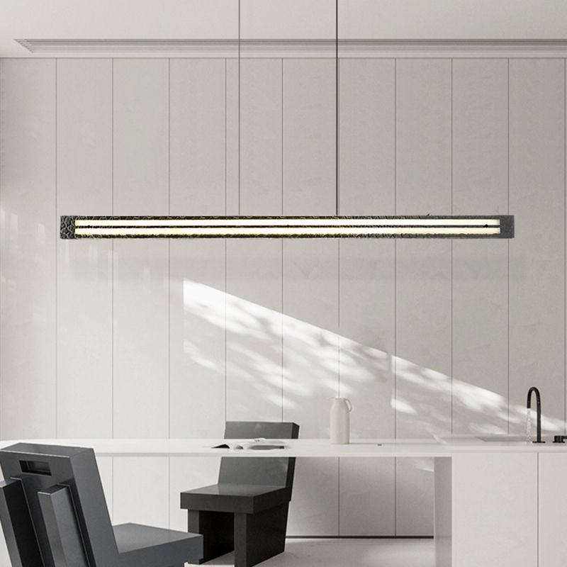 Contemporary Hanging Light Linear LED Island Light Fixture with Glass for Dining Room