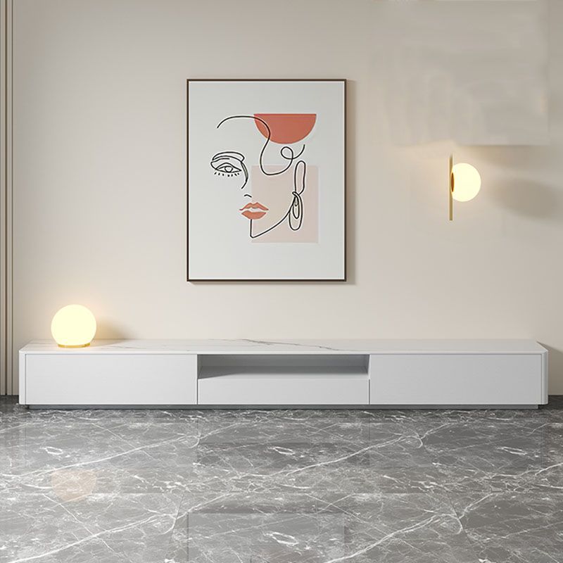Contemporary TV Console White Wooden TV Media Stand for Living Room