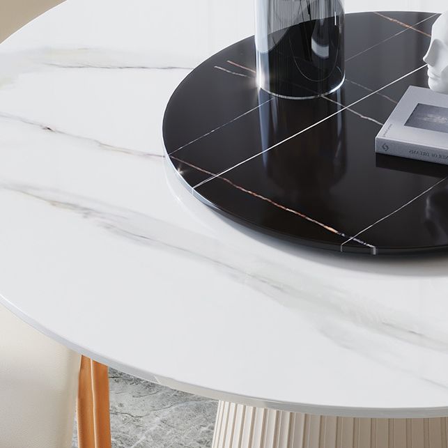 Modern Dining Room Set Standard Height with Sintered Stone Top and Pedestal Base Table Set