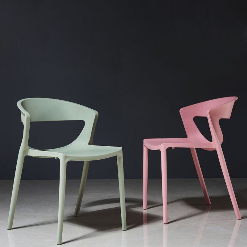Silla de comedor de plástico de estilo contemporáneo, sillas laterales sin brazos para cocina
