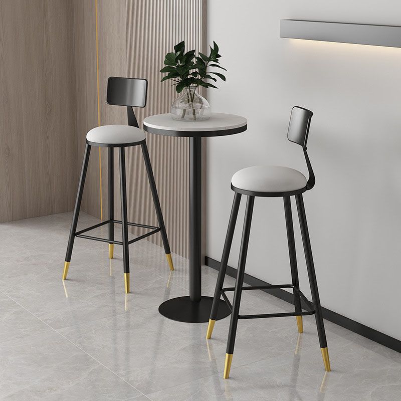 Glam Style Upholstered Fabric Stools Low Back Stools with Cushion