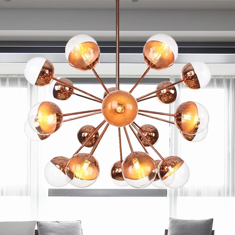 Semi-encastré Globe pour salle à manger, verre blanc/transparent/gris fumée, 9/12/15 lumières, luminaire semi-encastré contemporain en cuivre/chrome/or