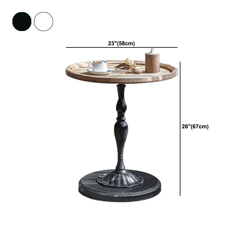 Circular Pedestal Base Design Made of Old Solid Wood Table French Country Style Side Table