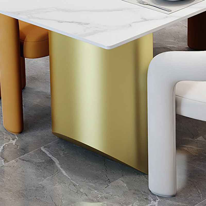 Traditional Luxury Double Pedestal Table Rectangle Dining Table with Metal Base