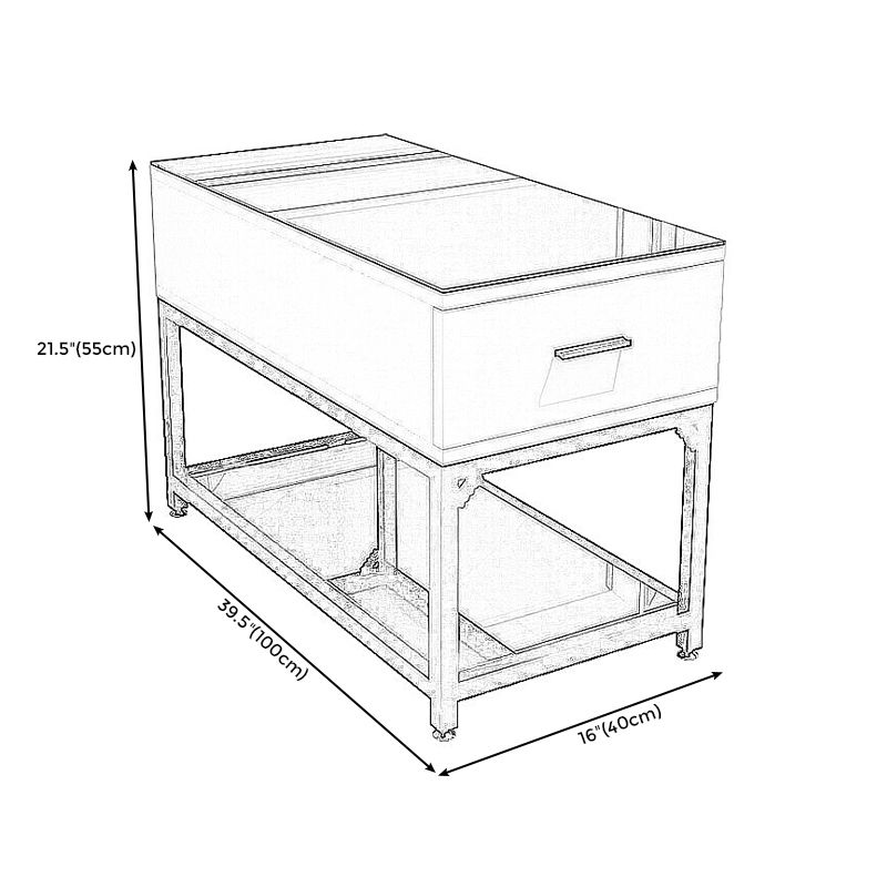 Modern Style Cocktail Table Glass Top Metal Steel Frame Rectangular Coffee Table