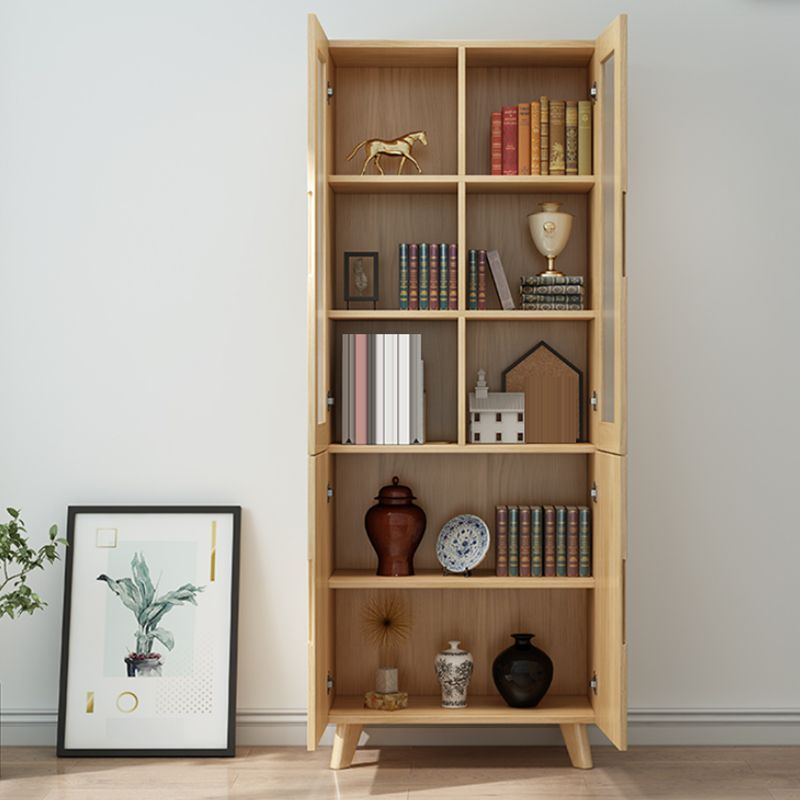 Wooden Natural Standard Bookcase Contemporary Closed Back Bookshelf