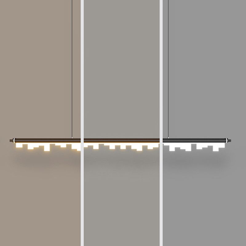 1-Light Linear Island Lights Contemporary Metal Island Ceiling Light