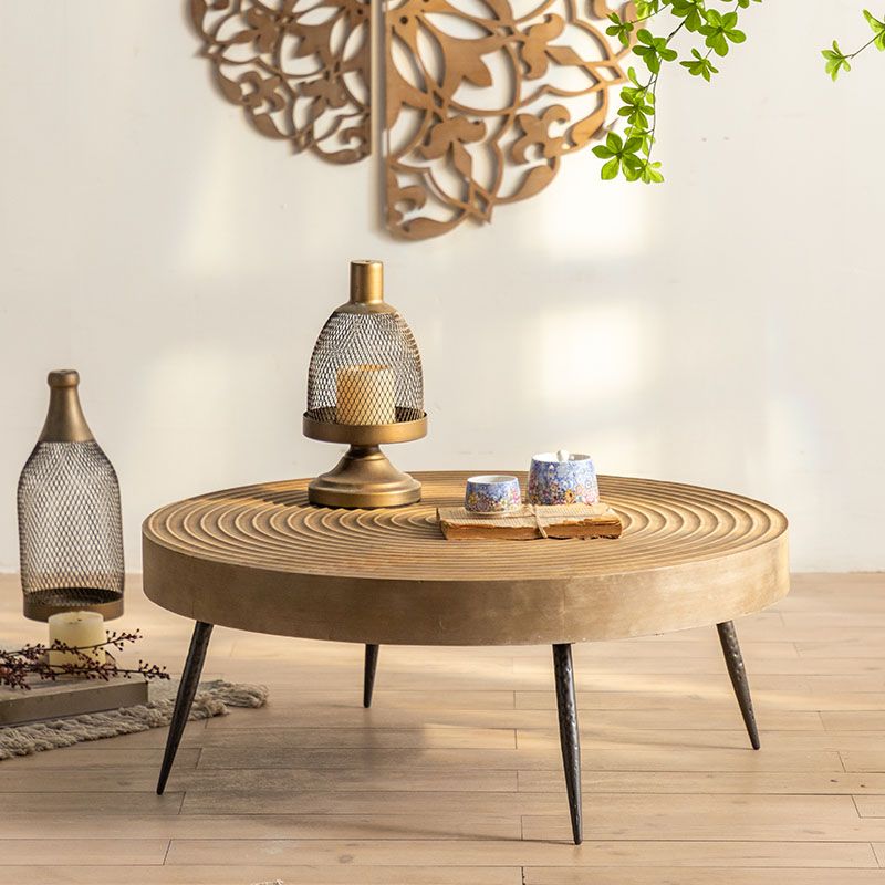 Modern Wooden Coffee Table Round Top Shape Cocktail Table for Living Room
