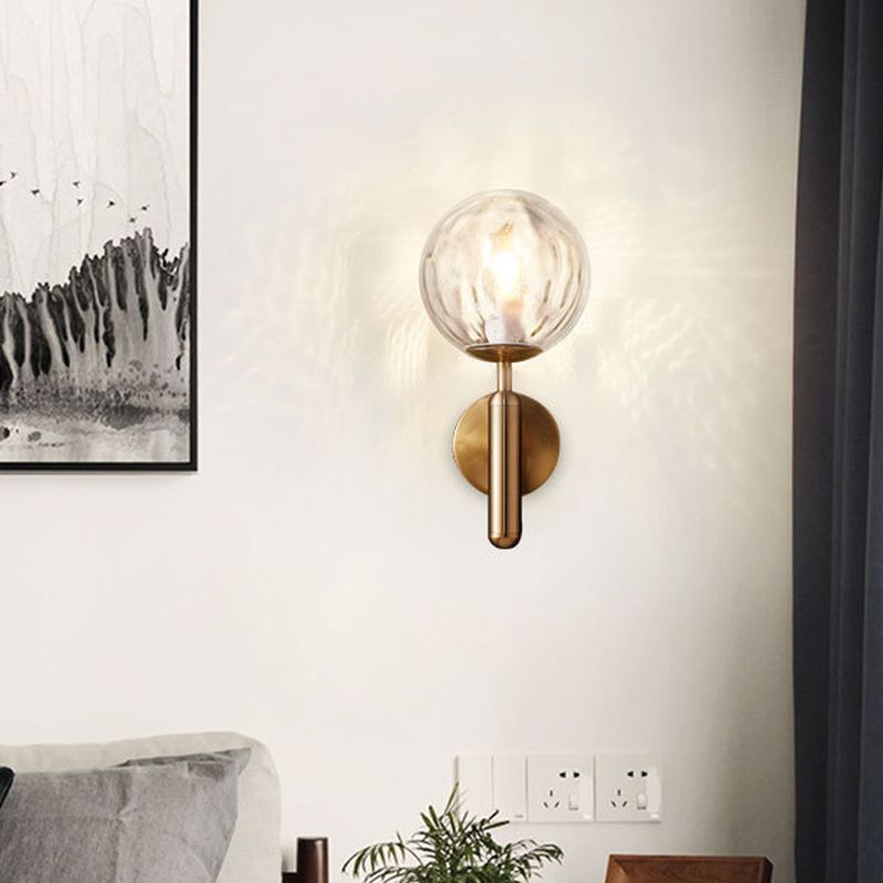 Minimalist Globe Wall Mount Light Fixture Glass 1-Head Bedroom Wall Lighting Ideas