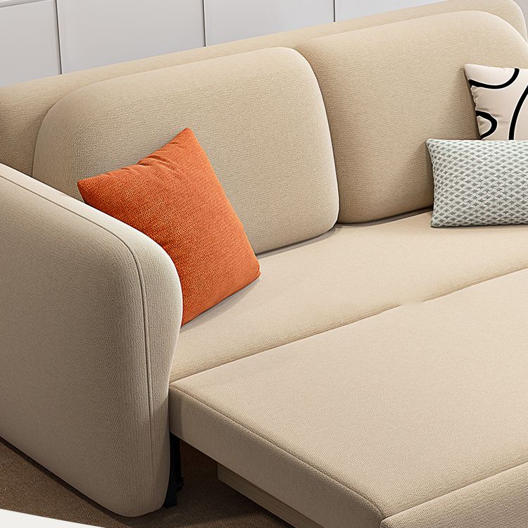 Beige Velvet Sleeper Sofa 31.49" Wide Scandinavian Sofa Bed with Upholstered