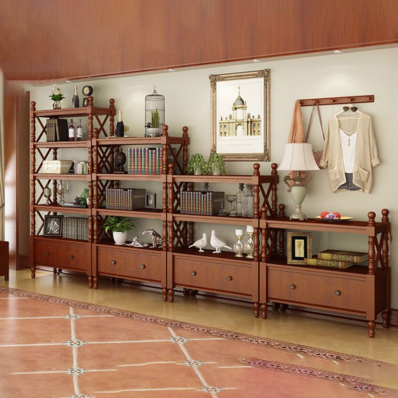 Nordic Wooden Open Back Bookshelf Etagere Bookshelf with Drawers