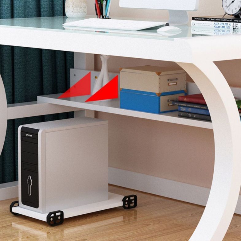 Contemporary Glass Top Office Desk Rectangular Writing Desk with Metal Legs