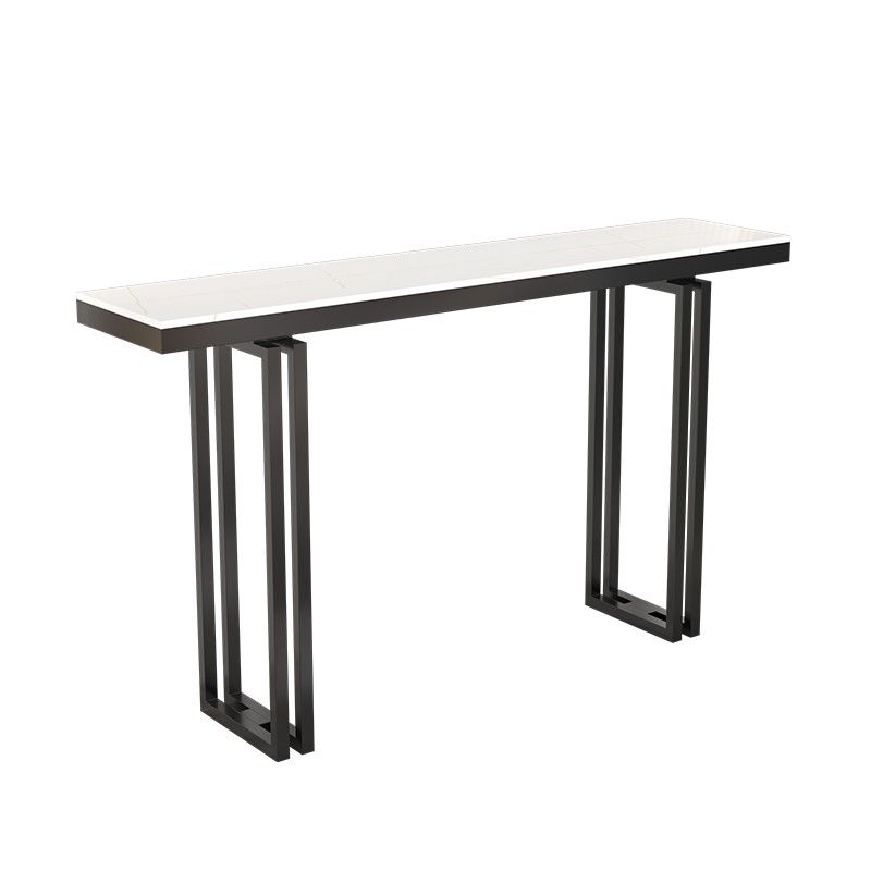 11"W Contemporary Console Table White Stone Rectangle Console Sofa Table