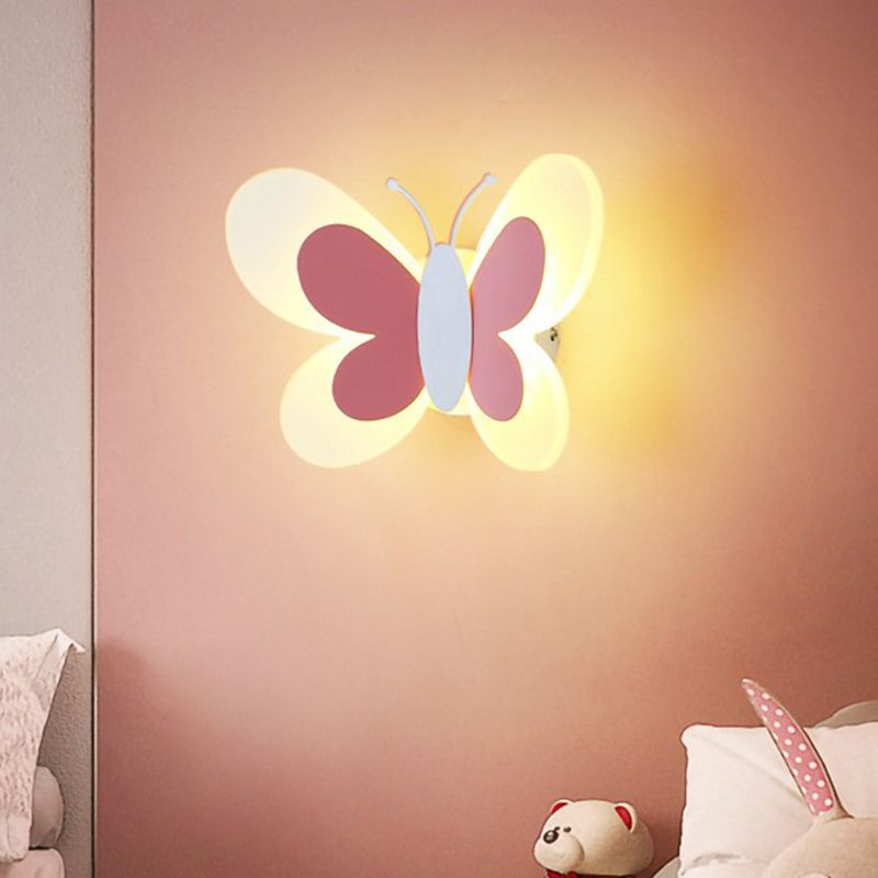 Decorative Butterfly Sconce Light Acrylic Childrens Bedroom LED Wall Mounted Lamp