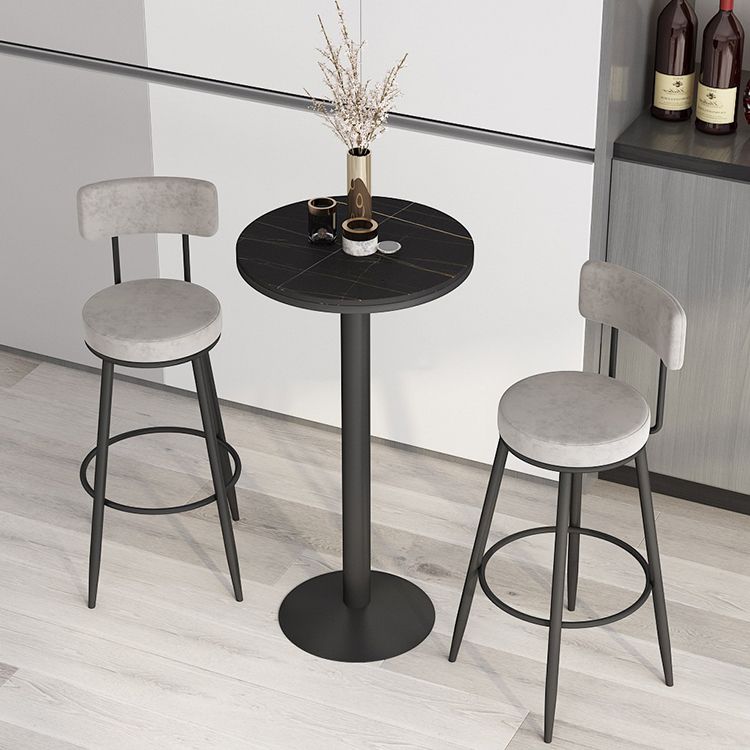 Modern Round Bar & Counter Stool Footrest Metal Counter Chair with Cushion