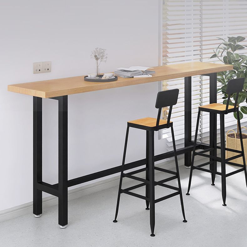 Contemporary Solid Wood Trestle Base Bar Table for Kitchen Dining Room