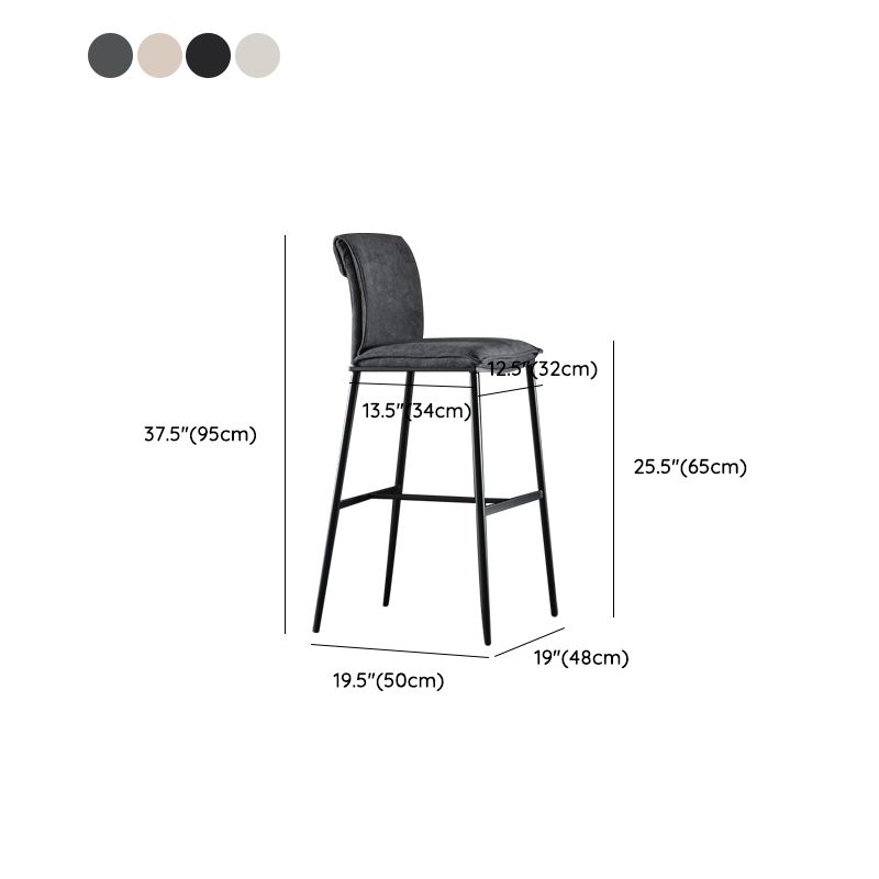 Armless Bar Stool Contemporary Low Back Dining Stool with Footrest