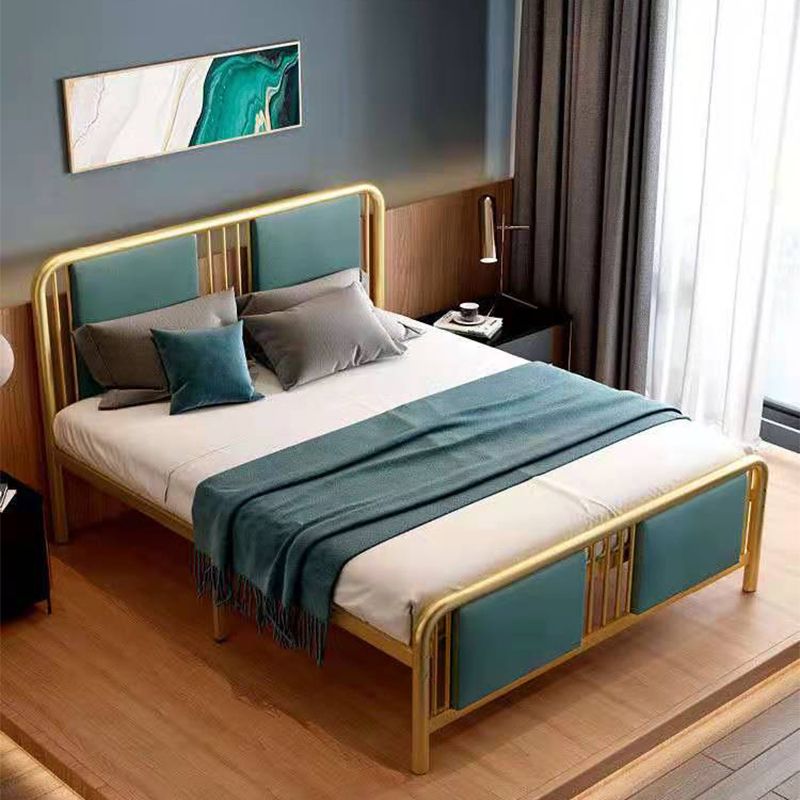 Glam Standard Bed Iron Frame with Rectangular Spindle Headboard