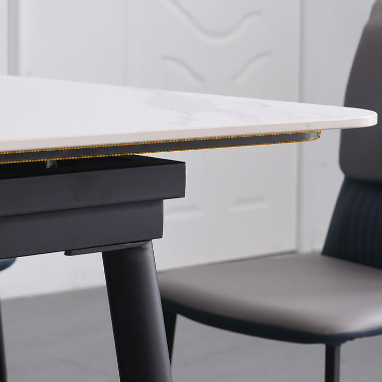 4-foot Stone Dinette Table Industrial Style Rectangle Dining Table with Drop Leaf