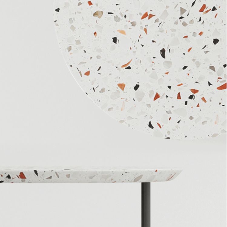 Round Stone Coffee Table Set Stainless Steel Simple Cocktail Table