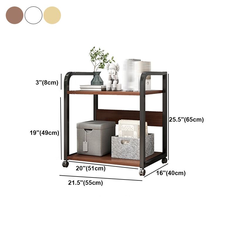 Modern Style Open Bookshelf Wooden Shelf Bookcase with Caster Wheels