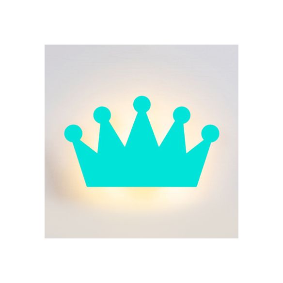 Mooie cartoon kroon wandmuur licht houten energiebesparende ledwand sconce voor kinderslaapkamer
