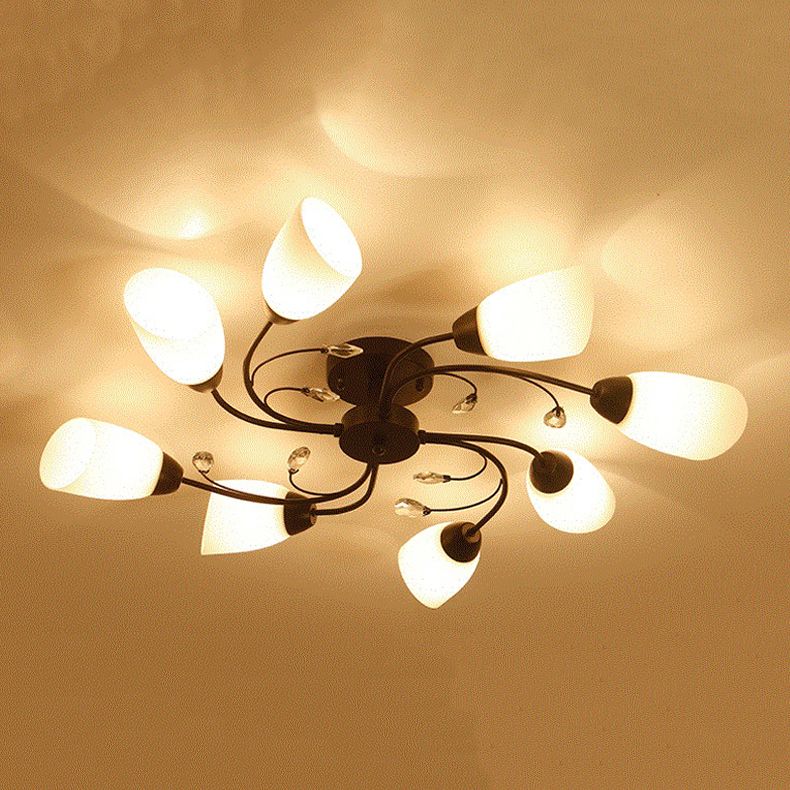 Multi Lights Ceiling Mount Light Minimalist Flush Mount Ceiling Light with Glass Shade