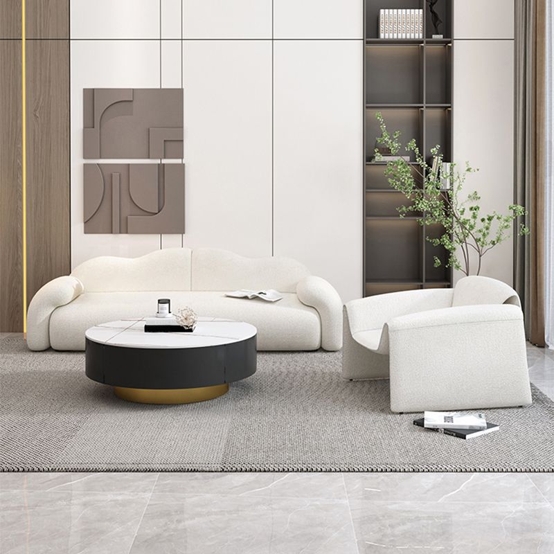 32.38" D Wool Sofa Modernism Pillow Top Arm Seating in White